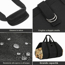 Carica l'immagine nel visualizzatore di Gallery, ZONSUSE Borsa per Legna da Ardere in Tela Impermeabile, Borsa Portatile per Legna, Sacca Pieghevole da Camino, Borsa por