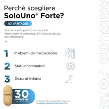 Carica l'immagine nel visualizzatore di Gallery, SoloUno® Forte – Integratore con Bromelina 5000 GDU ed Estratti Vegetali – con Diosmina, Vite Rossa, Centella Asiatica, 