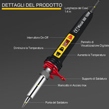 Carica l'immagine nel visualizzatore di Gallery, 100W Kit Saldatore a Stagno, Wiecok Saldatore Digitale con Schermo LCD e Temperatura Regolabile 200℃-600℃, Interruttore 