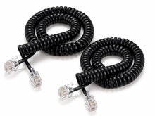 Carica l'immagine nel visualizzatore di Gallery, Cavo Telefonico Spirale RJ9 4P4C 2,1m per Cornetta Telefono Fisso – [2 Pezzi] Filo Ricambio Universale Nero per Telefoni