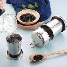 Carica l'immagine nel visualizzatore di Gallery, 2 Pezzi Tazza Campeggio Pieghevole in Acciaio Inossidabile, Bicchiere da Viaggio Portatile, Per Viaggi All'Aperto, Uso Q