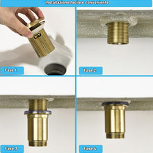 Carica l'immagine nel visualizzatore di Gallery, ONECE Set di Scarico Oro Universale Lavabo Bagno in Ottone