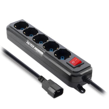 Carica l'immagine nel visualizzatore di Gallery, VulTech MU-UPS01 Multipresa per UPS IEC14 a 5 Posti Prese Italiane 10/16A e Schuko/Tedesche, Tasto On/Off, Ignifuga, Cav