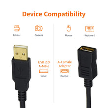 Carica l'immagine nel visualizzatore di Gallery, Amazon Basics Cavo prolunga USB-A 2.0 maschio, femmina USB-A, 2 m, Nero