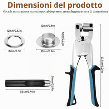 Carica l'immagine nel visualizzatore di Gallery, Pinze Per Occhielli Professionali, Set di Occhiellatrice per Teloni con 400 Occhielli (Ø 10mm) Set di Occhiellatrice, Pi