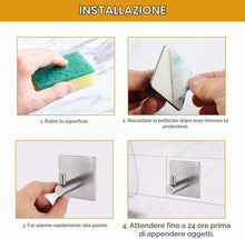 Carica l'immagine nel visualizzatore di Gallery, Ibergrif MK34251A - Ganci autoadesivi resistenti, per bagno o cucina, 4 pezzi, colore: argento