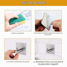 Carica l'immagine nel visualizzatore di Gallery, Ibergrif MK34251A - Ganci autoadesivi resistenti, per bagno o cucina, 4 pezzi, colore: argento