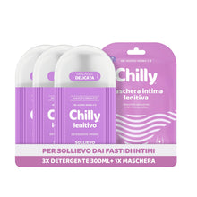Carica l'immagine nel visualizzatore di Gallery, Chilly, Detergente Intimo Lenitivo 3 x 300 ml + Maschera Intima Lenitiva