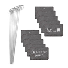 Carica l'immagine nel visualizzatore di Gallery, Hoberg Etichette per piante in ardesia - Set di 10 | Resistenti alle intemperie, riutilizzabili | Etichettatura di piant