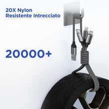 Carica l'immagine nel visualizzatore di Gallery, Multi Cavo di Ricarica,3 in 1 Multiplo Cavo USB Type-C 1.2M Ricarica Rapida Filo Caricabatterie Nylon Intrecciato Cavett