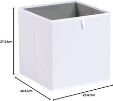 Carica l'immagine nel visualizzatore di Gallery, Amazon Basics Cubi portaoggetti ripiegabili, in tessuto, confezione da 6, colore bianco, dimensione: 26,7 x 26,7 x 28 cm