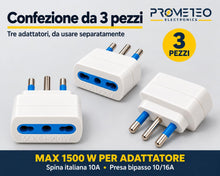 Carica l'immagine nel visualizzatore di Gallery, Adattatore Presa 10A 16A Set 3 Pezzi, Riduttore Spina Grande a Piccola, Presa Bivalente Italiana 10/16A, Compatto e Sicu