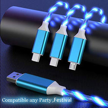 Carica l'immagine nel visualizzatore di Gallery, Cavo di ricarica 3 in 1 Ricarica rapida, LED Caricabatterie multi telefono Android Cavo USB C Cavo micro USB da 3 piedi 