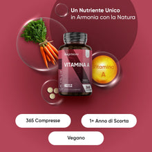 Carica l'immagine nel visualizzatore di Gallery, Vitamina A, 365 Compresse Vegane, (1+ Anno), Vit A come Retinil Acetato