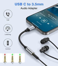 Carica l'immagine nel visualizzatore di Gallery, Adattatore USB C a Jack 3.5 mm, Adattatore USB C per iPhone 17 16 15/Galaxy