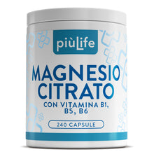 Carica l'immagine nel visualizzatore di Gallery, Magnesio Citrato PiùLife con Vitamine B1 B5 B6, 240 Capsule