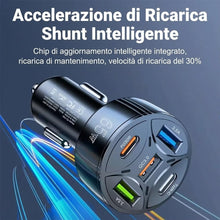 Carica l'immagine nel visualizzatore di Gallery, Caricatore Auto USB C Accendisigari 65W, Presa Multi USB Rapida a 5 Porte