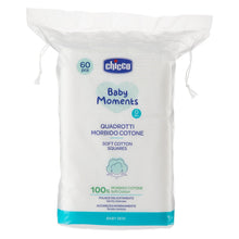 Carica l'immagine nel visualizzatore di Gallery, Chicco Baby Moments Quadrotti Morbido Cotone, Pulisce Delicatamente e Accarezza Morbidamente, Baby Skin, Bianco, 60 Pezz