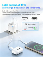 Carica l'immagine nel visualizzatore di Gallery, SCHITEC Caricatore USB C, 45W PD Rapido Caricabatterie con Spia Luminosa e Cavo, 2 Porte USB-A + USB-C Caricatore Cellul