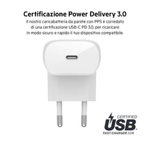 Carica l'immagine nel visualizzatore di Gallery, Belkin Caricabatteria da parete USB-C con PPS (30W), certificato USB-IF, ricarica rapida PD 3.0, caricatore USB C per iP