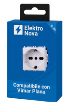 Carica l'immagine nel visualizzatore di Gallery, Elektronova Presa Schuko 2P+T 10/16 A 250 V compatibile Vimar Plana, bianca, kit 4 pezzi, 2102