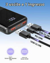 Carica l'immagine nel visualizzatore di Gallery, Power Bank 20000mAh 22.5W Powerbank Ricarica Rapida, USB C Input &amp; Output Caricatore Portatile PD3.0 QC4.0 Powerbank per
