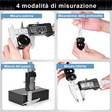 Carica l'immagine nel visualizzatore di Gallery, Calibro Digitale, Qfun Precisione Micrometro in Acciaio Inox 150mm con Ampio Display LCD Inch Electronic Digital Caliper