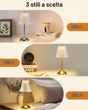 Carica l'immagine nel visualizzatore di Gallery, HARPER LIVING Lampada da tavolo LED ricaricabile a batteria, 3 colori e intensità variabile, lampada da comodino con fin