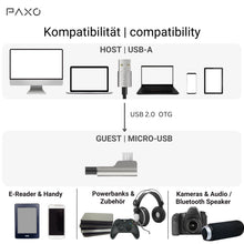 Carica l'immagine nel visualizzatore di Gallery, PAXO Cavo micro USB in nylon da 2 m, colore: nero, connettore angolare a 90 gradi, cavo USB a micro USB, cavo di ricaric