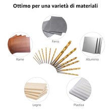 Carica l'immagine nel visualizzatore di Gallery, Amazon Basics Set per trapani in acciaio ad alta velocità per metallo, legno e plastica, 14 pezzi, 1,5-10 mm