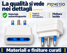 Carica l'immagine nel visualizzatore di Gallery, Adattatore Presa 10A 16A Set 3 Pezzi, Riduttore Spina Grande a Piccola, Presa Bivalente Italiana 10/16A, Compatto e Sicu