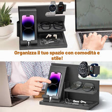 Carica l'immagine nel visualizzatore di Gallery, Docking station per telefono in legno, idea regalo per uomo, organizer da scrivania o comodino, regalo di compleanno per