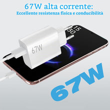 Carica l'immagine nel visualizzatore di Gallery, Caricatore Rapido 67W con Cavo USB-C Compatibile con Xiaomi 11T /12X /12 Lite /12S Ultra /13T /13 /Redmi Note 13/12/ 11S