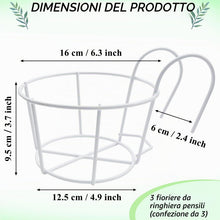 Carica l'immagine nel visualizzatore di Gallery, 3 supporti per vasi da fiori, rotondi, per balconi, in metallo, per ringhiere rotonde, per fiori, per casa, balcone, gia