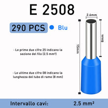 Carica l'immagine nel visualizzatore di Gallery, 290Pezzi 2.5mm²Blu Crimpatura Capicorda,Terminali Elettrici