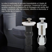Carica l'immagine nel visualizzatore di Gallery, Fissaggio Tavoletta WC,4Pcs Cerniere Copriwater Fori Ciechi, Espansione Gomma Viti Noce Rondella