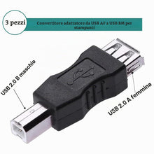 Carica l'immagine nel visualizzatore di Gallery, Greluma 3 Pz Convertitore adattatore maschio per stampante USB 2.0 A femmina a USB B
