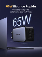 Carica l'immagine nel visualizzatore di Gallery, UGREEN Nexode 65W Caricatore USB C Ricarica Rapida Caricabatteria GaN
