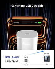 Carica l'immagine nel visualizzatore di Gallery, Caricatore per iPhone 17/17 Air/17 Pro/17 Pro Max, iPhone 16 15 Pro Max Plus, iPad 10/11 Generazione, 27W USB C Caricaba