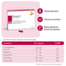 Carica l'immagine nel visualizzatore di Gallery, Pharma Line EMACRIT Capsule Integratore di Ferro, 30 Capsule