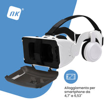Carica l'immagine nel visualizzatore di Gallery, NK Occhiali 3D VR per Smartphone – Visore Intelligenti di Realtà Virtuale con Audio per Smartphone tra 4,7" - 6,53", Ang