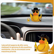 Carica l'immagine nel visualizzatore di Gallery, Paperella di Gomma per Auto, Anatra Gialla Giocattolo, Ornamenti Auto con, Occhiali da Sole, Catena d'Oro per Decorare B