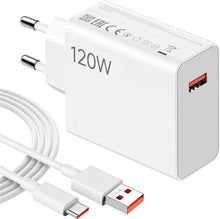 Carica l'immagine nel visualizzatore di Gallery, Caricatore 120w Hypercharge Combo per Xiaomi con cavo ricarica rapida USB C 6A 1 metro, caricabatterie fast charge 15T/1