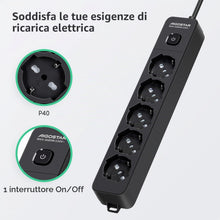 Carica l'immagine nel visualizzatore di Gallery, Aigostar Multipresa Ciabatta Elettrica a 5 Posti Presa con Interruttore, 250v/3680W Cavo 5m. Nero