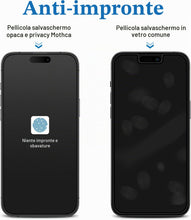 Carica l'immagine nel visualizzatore di Gallery, Mothca Vetro Temperato Privacy Opaco per iPhone 16 Pro Max, Full Coverage Incisione Nanostrutturata, Anti-Impronte e Ant