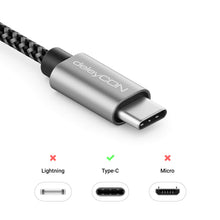 Carica l'immagine nel visualizzatore di Gallery, deleyCON USB-C nel SET (2 Pezzi da 0,15m) 15cm Corto Nylon Ricarica Dati USB Tipo C Connettori Metallo Ricarica &amp; Sincro