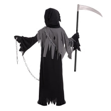 Carica l'immagine nel visualizzatore di Gallery, Tosekry Costume Halloween Bambino Vestito Halloween Bambino, Costumi Halloween Bambini Halloween Costume Bambino con Falce, Occhiali Luminosi e Catene (8-10 anni)