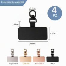 Carica l'immagine nel visualizzatore di Gallery, Set di 4 Toppa per Cordino Telefono,Quadrati 360° Ruotabile Cordino per Telefono Patch in Acciaio Inox Toppe di Ricambio