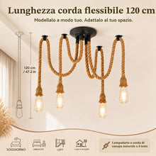 Carica l'immagine nel visualizzatore di Gallery, Lampadario Industriale Lampada a Sospensione, Lampada a Sospensione a 4 Corde per Sala da Pranzo, Sala, Ristorante, Bar,