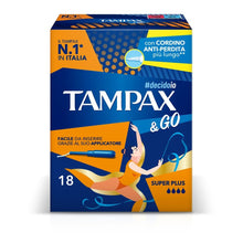 Carica l'immagine nel visualizzatore di Gallery, Tampax &amp; Go Super Plus, 18 Assorbenti Interni con Applicatore in Plastica